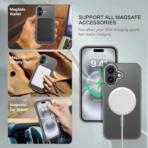 Coque iPhone 16 Plus compatible MagSafe grise translucide - 3