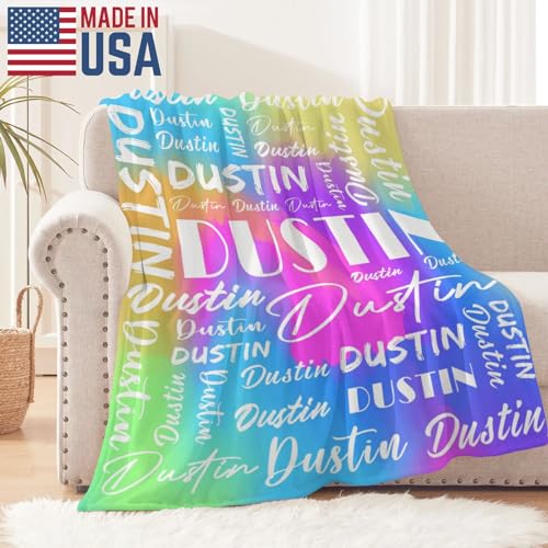 Name Blanket Personalized Name Blanket Customized Blanket with Name Text for Adult Kid Birthday Christmas Mothers Fathers Valentines Day Gift