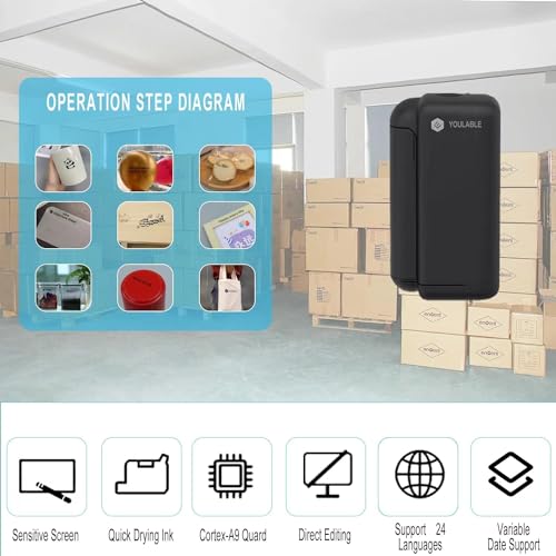 Image of Portable Mini Handheld Inkjet Label Printer with Quick-Dry Ink Bluetooth Wireless Smart Printing Machine Logo QR Code Barcode PrintInd for Canvas Plastic Glass Wood and Metal Material