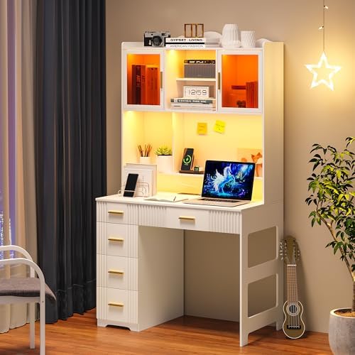 Coaster Selena 4Drawer Wood Computer Desk with Hutch in
