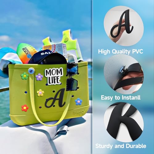 7Pcs Letter Charms for Bogg Bag Accessories,Initial Letters for Simply Modern,Momlife Bag Charms for Rubber Beach Tote Bag2