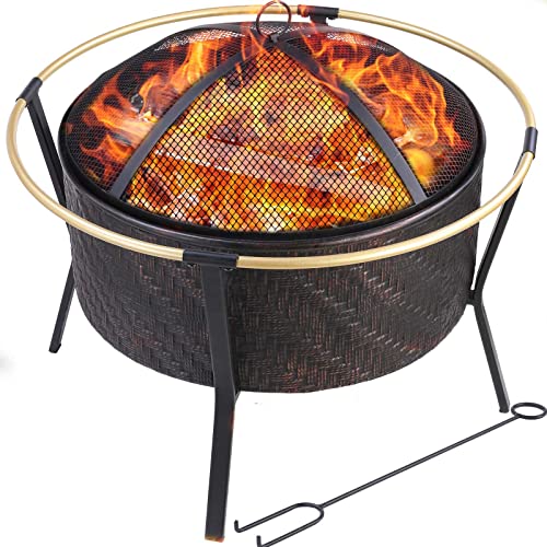 Garten Feuerschale mit Funkenschutz und Schürhaken 68 x 53cm Feuerschalen...