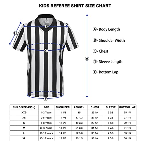 Fitst4 5Pcs Kids Referee Shirt Set, Official Short Sleeve Umpire Jersey Costume With Yellow Red Penalty Flag Whistle Hat Pro Ref Uniform For Soccer Basketball Football V Neck M #TOP4