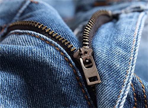 Men Ripped Slim Fit Jeans Destroyed Distressed Straight Denim Pants Vintage Mid Waist Washed Biker Jean Trousers4