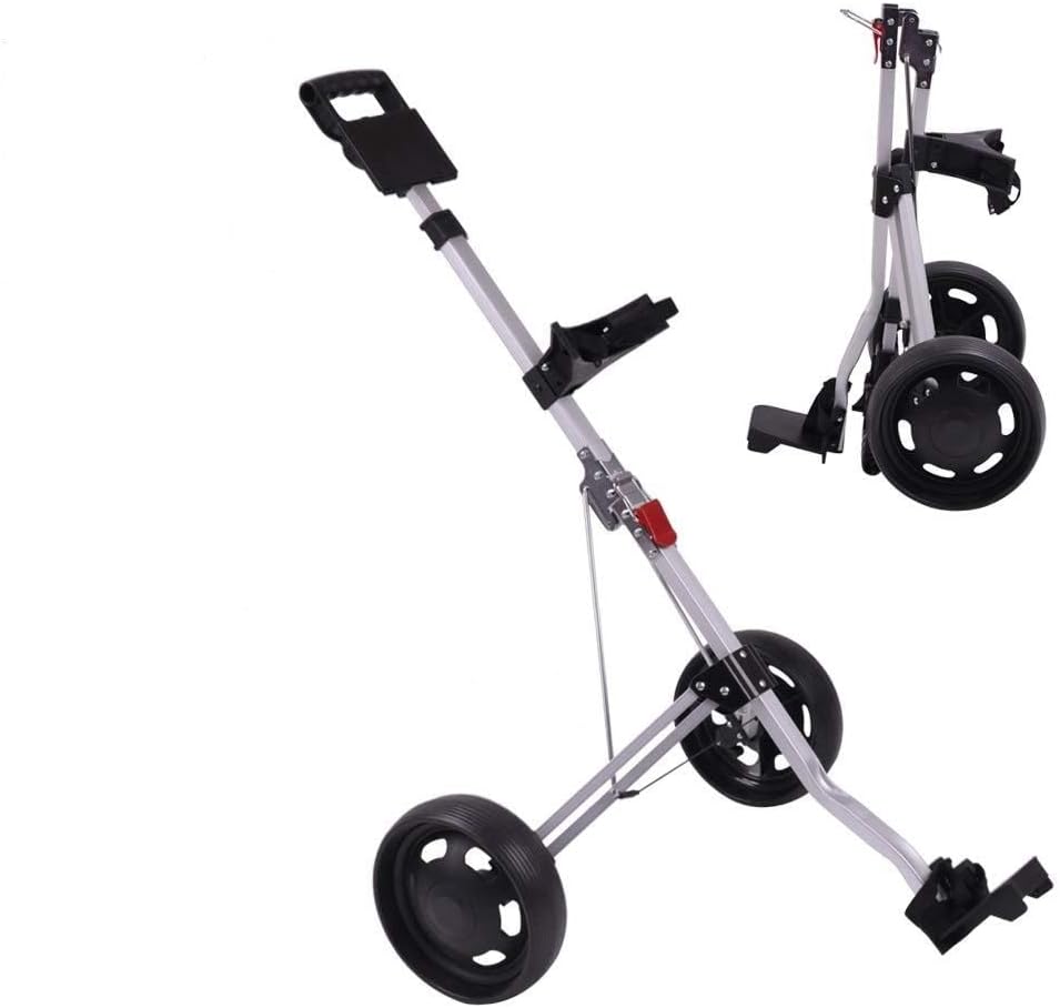 How True 2 Wheel Foldable Golf Push Cart Collapsible Golf Trolley Push Pull Golf