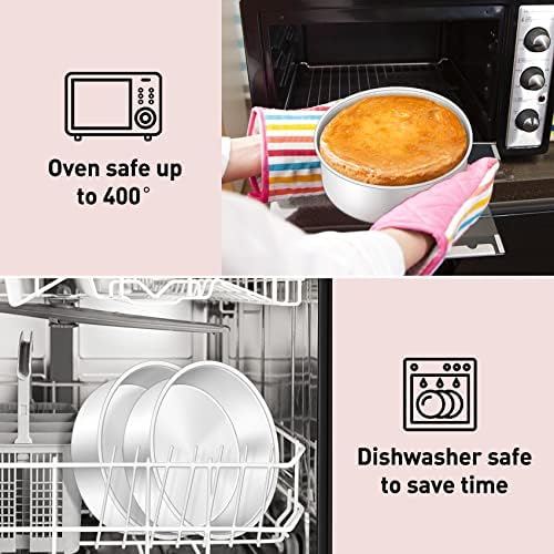 Cake Tin, Onader 6 Inch Round Cake Tins, 3PCS Stainless Steel Cake Pan Tray for Baking, Bakeware Set for Birthday Christmas Wedding Layer Cakes, Heavy Duty & Durable, Mirror Finished & Dishwasher Safe