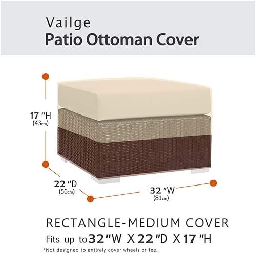 Miniatura 9 de Vailge - Funda de taburete para patio, impermeable, resistente, con asas acolchadas ideal como cubierta para mesa auxiliar de patio, cubierta de