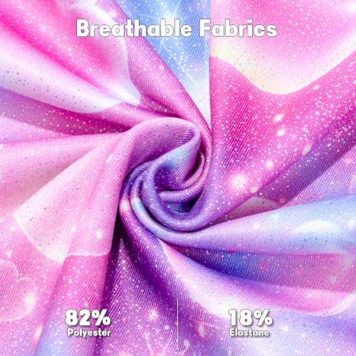 Image of Leotards for Girls Gymnastics Toddler Dance Biketards Mermaid Unicorn Athletic Dance Wear Shiny Rainbow Blue Hotpink