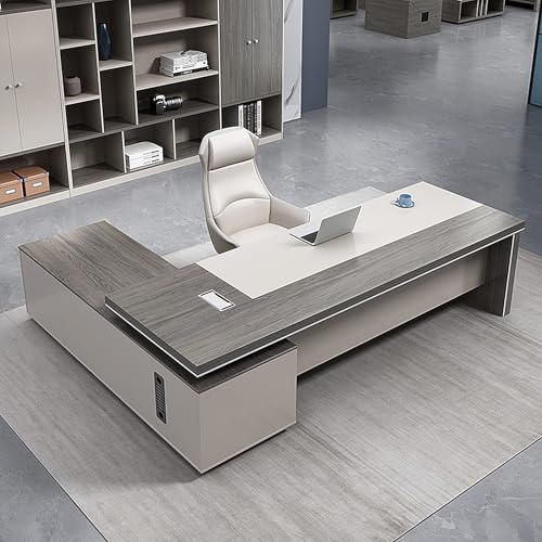SXZenSpace Bureau de Direction en L, Poste de Travail Informatique avec tiroir verrouillable et Gestion des câbles (Armoire Droite, 110 po L x 71 po l / 280 x...