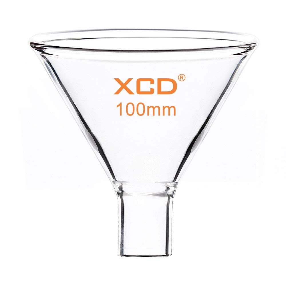 XCD Glass Powder Funnel, Borosilicate Glass Heavy Wall Short Stem Funnel with 120 mm Top Diameter and 22 mm Stem Diameter for Precise Powder Transfers in Laboratory