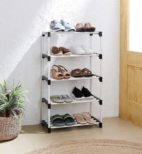 Image of FIGMENT Shoe Rack for Home, Foldable Plastic Shoe Stand with Shelves, Space Saving Footwear Organizer for Bedroom, Entryway, Living Room & Closet, Multi Layer Shoe Storage Rack