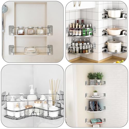 Image of RV Shower Corner Storage Bar, Adjustable Stainless Steel Rod for Corner Shelves in Camper, 7-13 Inches RV Bathroom Organization Must Have Accessories - 2 Packs