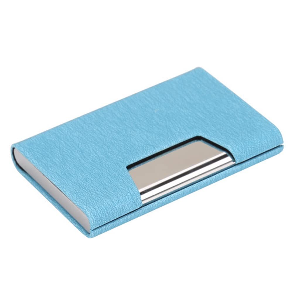 MOBYGKFY Business Card Case Stainless Steel Aluminum PU Cover for Holder Wallet