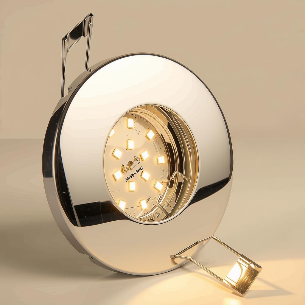 Trango 6er Set IP65 Bad Einbaustrahler 6729IP65-068-5WAK Edelstahl poliert inkl. 6x 5 Watt GU10 LED Leuchtmittel 3000K warmweiß Außen Einbauleuchte, Bad Leuchte, Deckenspot, Dusche Deckenleuchte