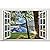 Home Find 3D Fake Windows Wall Stickers Peaceful Lake Sunshine Through the Woods Scenery Decor Frame Window Removable Vinyl Art Murals Bedroom Living Room Home Decals 23.6 x 15.7 inches