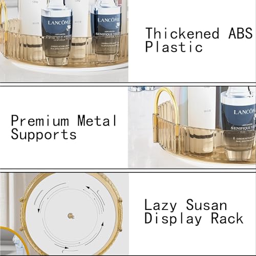Image of 360 Rotating Makeup Organizer, Bathroom Make Up Spinning Holder Rack, Large Capacity Cosmetics Storage Vanity Shelf Countertop, Fits Cosmetics, Perfume, Skincare, Lipsticks (1 Tier, Amber)