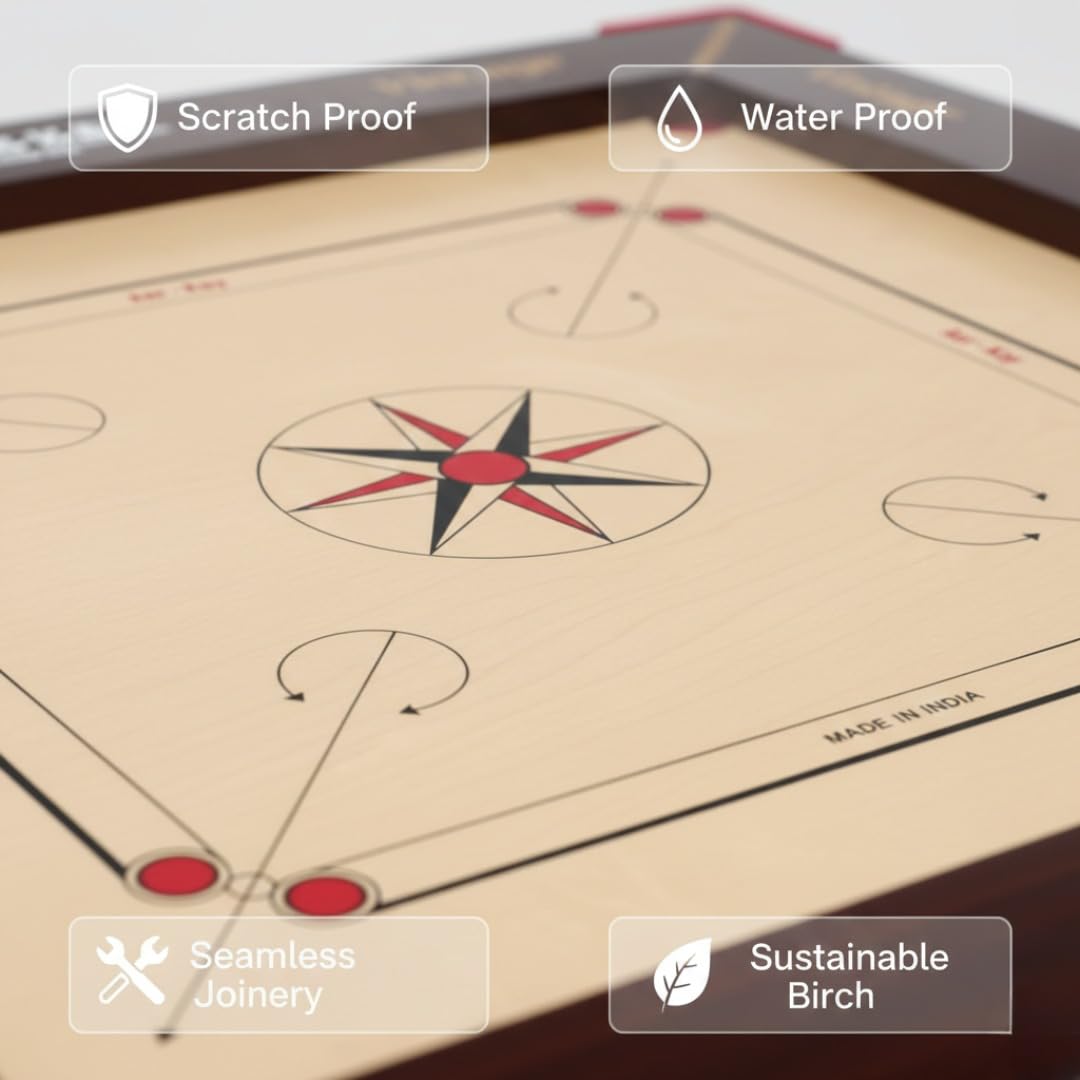 AAR-Kay Carrom Board Vintage compensato approvato dalla Carrom Federation of India & International Carrom Federation (BullDog, 28 mm)