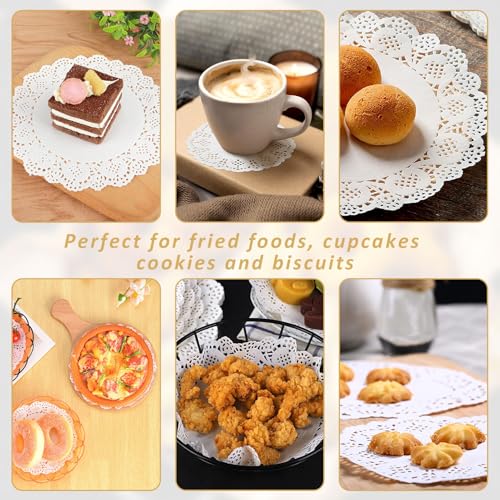 WQNNQW Tortenspitze,150 Stück Tortenunterlage Rund,Tortenspitzen Rund,Tortenpapier,Papierdeckchen Tassenuntersetzer Papier für Kuchen Desserts Snacks (4.5inch 6.5inch 8.5inch)