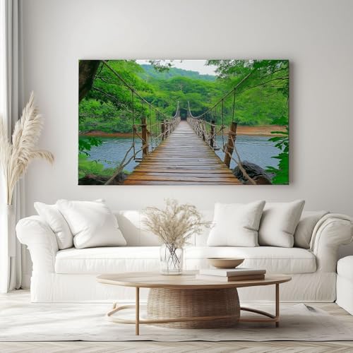 Genérico Selva Tropical Decorativos Cuadro Puente Madera Moderno Cuadro Lienzo Para Salón Dormitorio Comedor Oficina Decoración Pared 120 x 60 cm Sin Marco Decorativos Cuadro