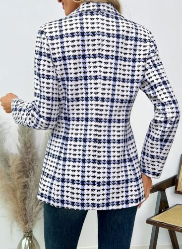 EVALESS Blazers for Women Fall Outfits Business Casual Jackets Plaid Coats - Image 4