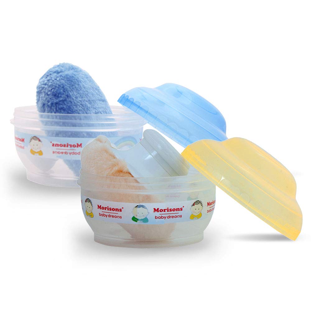 Morisons Baby Dreams Premium Powder Puff - Blue & Peach (Pack of 2)