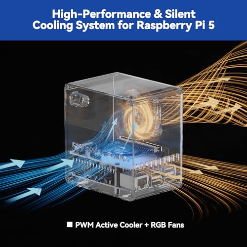 Image of Pironman 5-Mini NVMe M.2 SSD PCIe Mini PC Case for Raspberry Pi 5 2 /4 /8 /16GB Hailo-8L AI Accelerator with PWM Active Cooler+RGB Fan, Safe Shutdown, RGB Effect, Stylish Design (RPI5 Not Included)