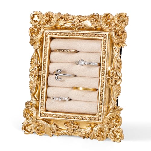 Mikovivi Présentoir à Bagues Vintage, Support à Bagues Baroque Plateau de Présentation pour Boucles d'Oreilles Organisateur Bijoux Décoration Mariage...