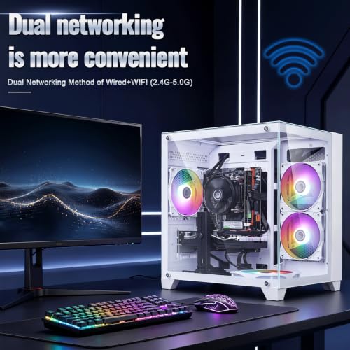 Image of Prebuilt Gaming PC Desktop,Intel Core i7 Business Office Tower Computers PC | RX580 8G Graphics Card, 16GB RAM and 256GB SSD+1T HHD, WiFi, Win11, Suitable for Study,transaction,Entertainment,Gaming, etc.