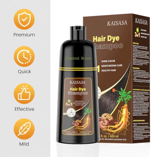 Image of KAISASA Hair Dye Shampoo 3 in 1 for Gray Hair, Women & Men