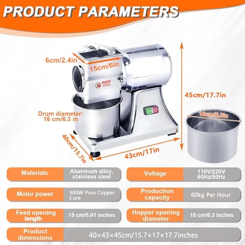 Rallador eléctrico comercial para queso 900W 132lbs/hora miniatura 5