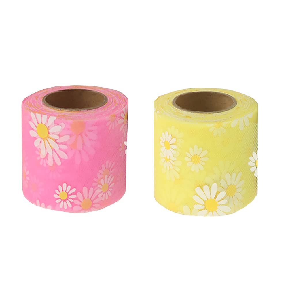 Ribbon, 23m Daisy Flowers Multicolor Summer Patterned Ribbons Roll, for Crafts Wreaths Garland Bows Christmas Wedding Party Decoration (Color 8) — image 1