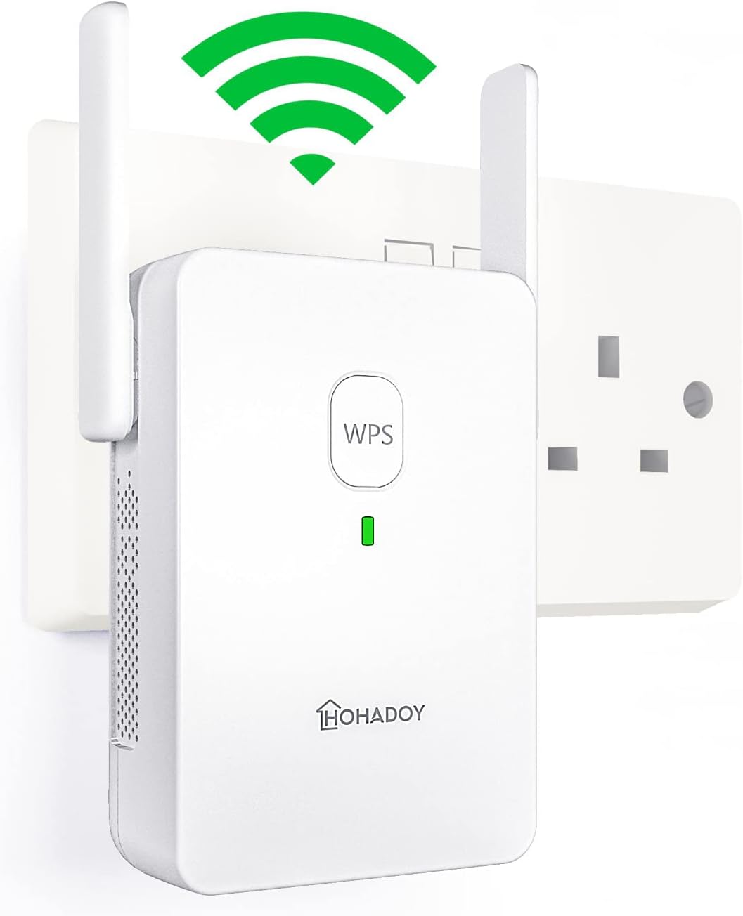 HOHADOY WiFi Booster Range Extender, 1200Mbps Wireless Signal Repeater Dual Band Extend Dual Band WiFi of 5GHz & 2.4GHz, 1 Ethernet Port, Access Point, Wi-Fi Bridge, Easy Setup, UK Plug