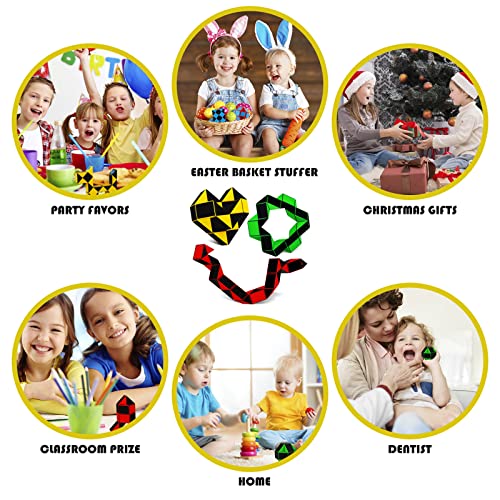 Ganowo Sensory Fidget Snake Cube Twist Magic Puzzle Toys, Puzzle Game Set For Boy Girl,Goody Bag Filler Birthday Gift Bulk Pack Of 3 Assorted Colors #TOP1
