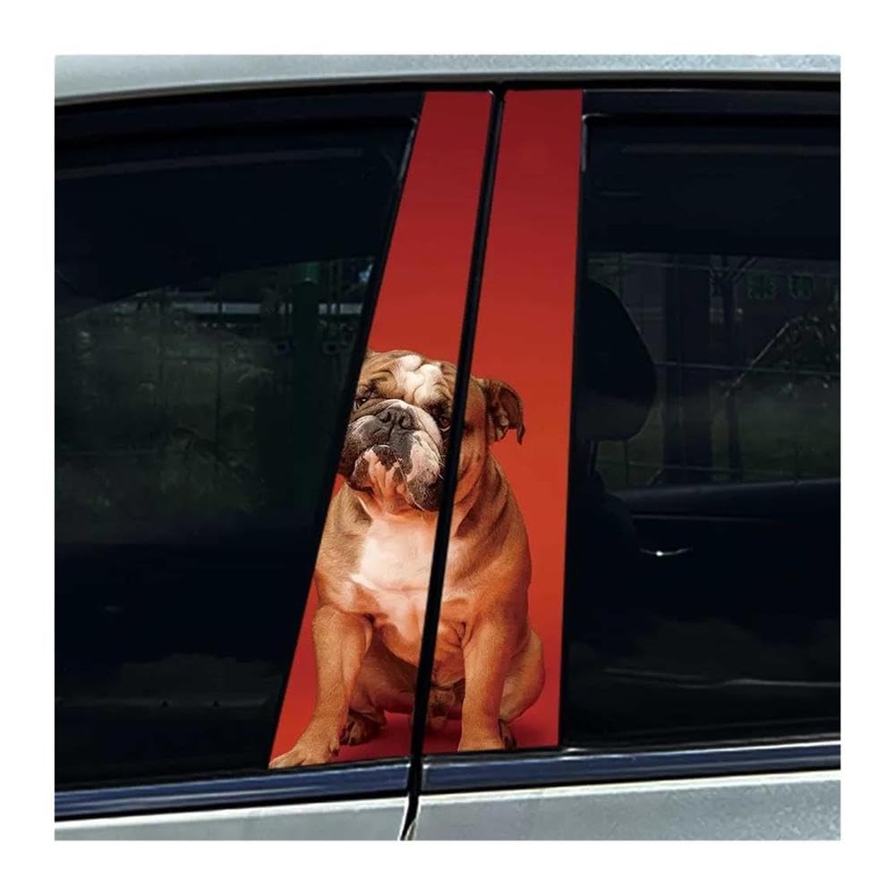 Decorative Items 2PCS Car B Pillar Protective Film Decoration French Bulldog Car Center Pillar Sticker(C)