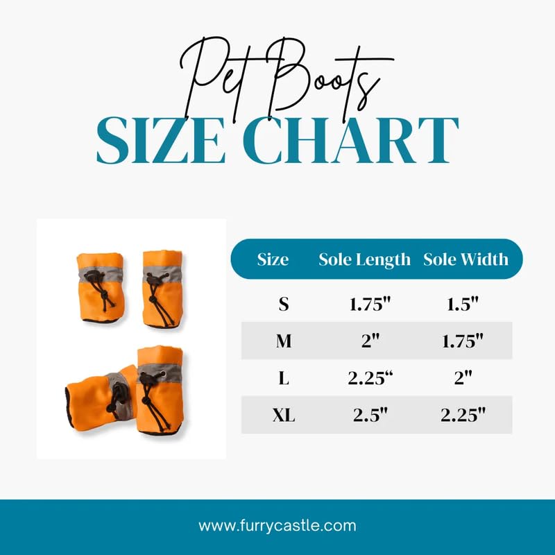 Image of 100% Polyester Warm Comfortable Water Resistance Pet Boots /Shoes for Dogs & Cats (Neon Orange, Small)