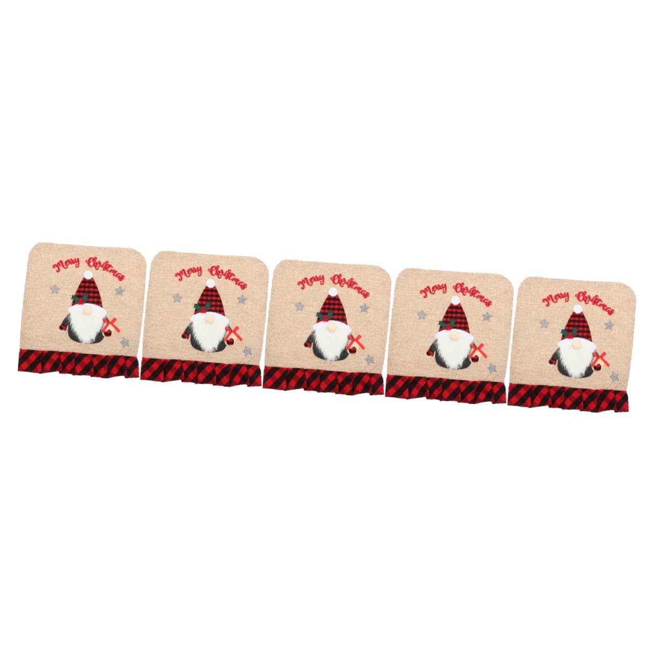Housses de chaise de Noël en lin lot de 5 pour décoration de maison et hôtel