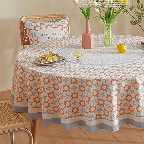 Hqash Round Tablecloth Geometric Pattern Table Cloths For Round Tables Washable Fabric Dining Table Cover Protector Pads For Fining Room Table(Size:43") #TOP2