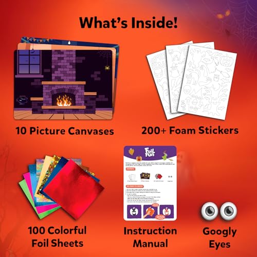 Image of Skillmatics Foil Fun Halloween Craft, Foil Art Activity, Gift for Kids | 200+ Stickers, Travel Toys, Mess-Free, Screen-Free, Fine Motor Skills, Boys & Girls Ages 4, 5, 6, 7, 8, 9