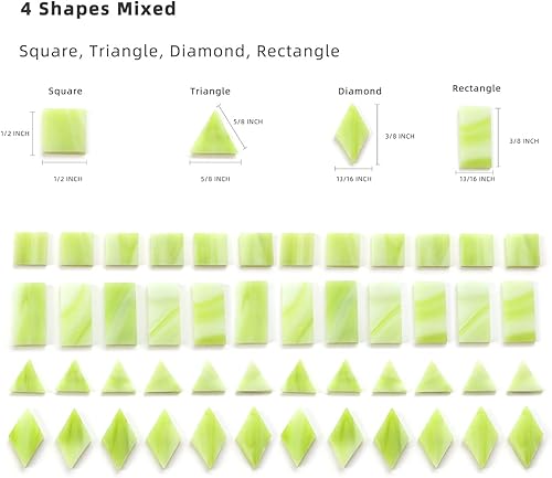 Vista 55 de Lanyani Azulejos de mosaico de vidrio para manualidades artísticas, 4 formas mixtas de vidrieras Tiffany, 200 piezas, Café