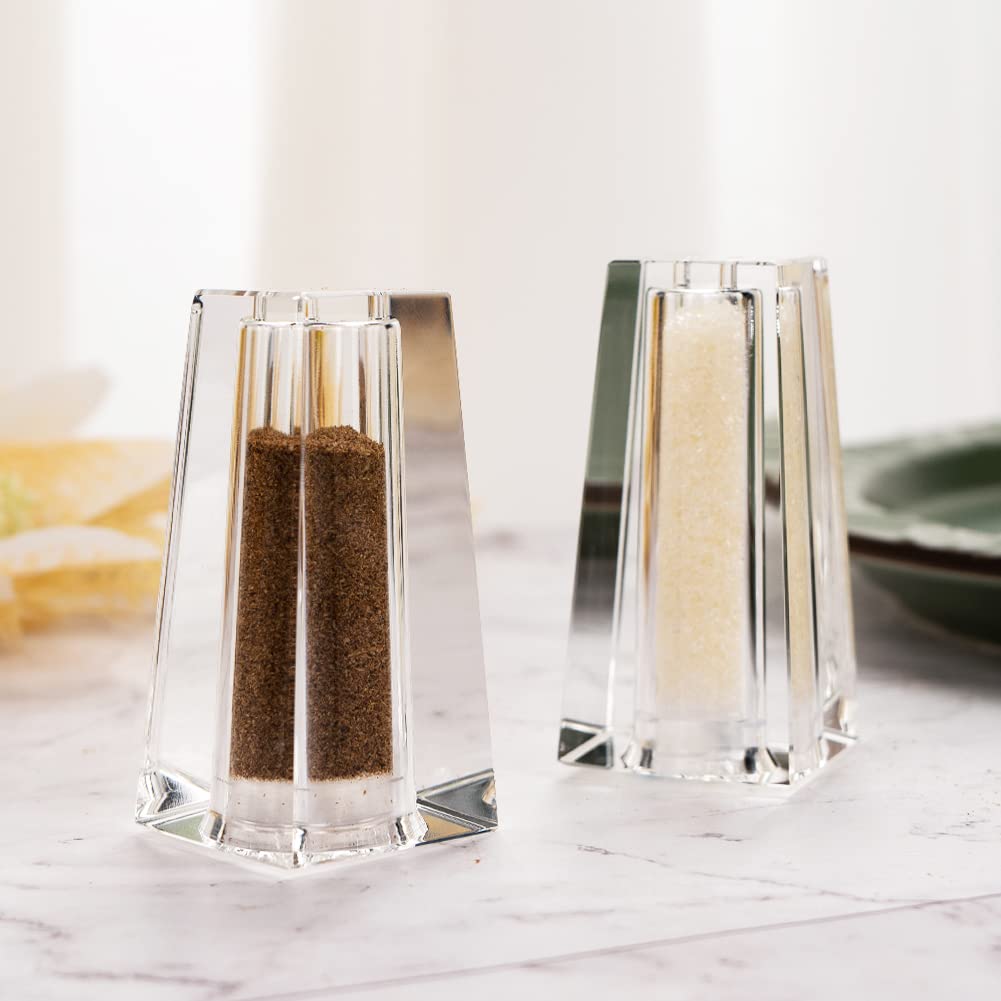 Juego de salero y pimentero, diseño recargable, coctelera de condimentos de cristal, decoración de cocina para mesa de cocina, caravana, cena, barbacoa de camping (juego de 2)