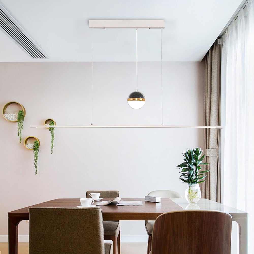 Lampadario a Sospensione lineare dimmerabile per Tavolo da Pranzo a LED con Telecomando, Lampada a proiezione stellare, lampadari Moderni a Sospensione per Cucina, Camera da Letto