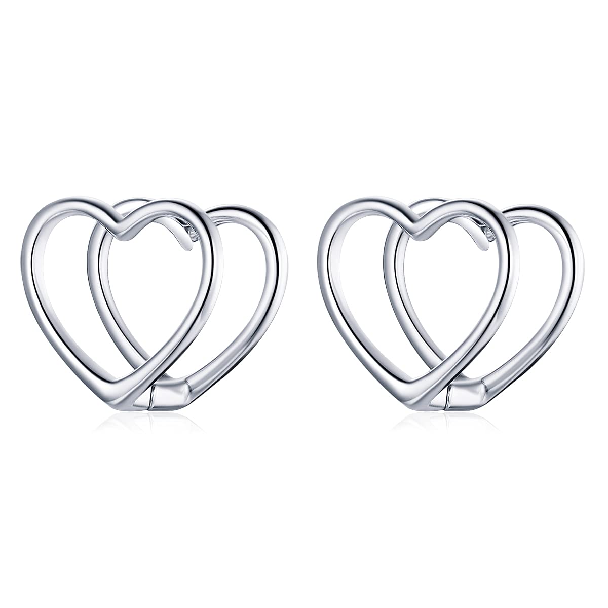 YCTTKDD 925 Sterling Silber Doppelherz Ohrstecker Stern Unendliche Liebe Ohrring für Damen Schmuck
