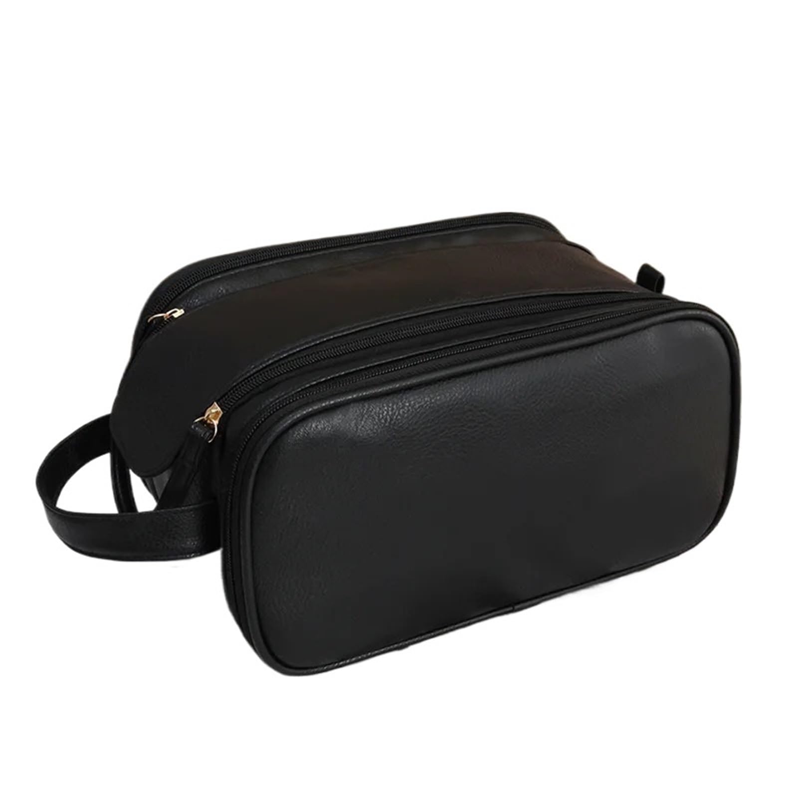 Bolsa de Maquillaje con Doble Cremallera, Gran Capacidad, portátil for Viajes Negocios, brocha, Bolsa Aseo, 1 Uds para Viajar(Black)