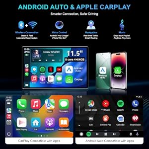 8 Core 64GB Android 13 Car Radio Stereo for Chevy Silverado 2007-2013 GMC Sierra Yukon, 11.5" 2K QLED Touch Screen, Plug and Play Head Unit, Support CarPlay & Android Auto, FM/AM — photo 4 of 6