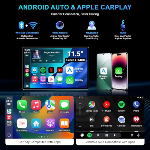11.5" 2K QLED 8 Core 4+64GB Car Radio Stereo Upgrade for Ford F150 2009 2010 2011 2012, Plug and Play Android 13 Head Unit with Wireless Carplay/Android Auto/1080P Backup Camera/AM FM Radio by MirthWorld - Used condition - Image 4