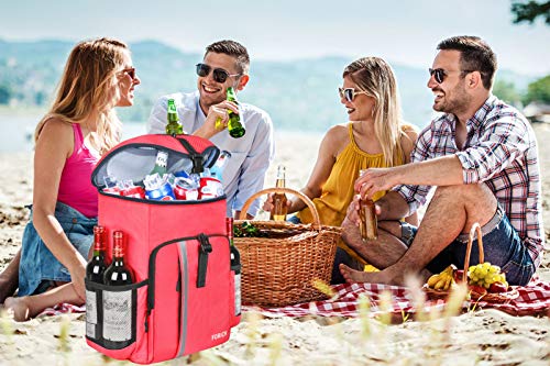 Forich Cooler Backpack Insulated Backpack Cooler Bag Leak Proof Portable Soft Cooler Backpacks To Work Lunch Travel Beach Camping Hiking Picnic Beer Bottle For Men Women, 30 Cans (Z - Watermelon Red) #TOP6