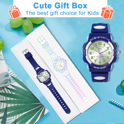 Image of CKV Kids Watch for Boys Girls Ages 5-12, Waterproof Time Teacher Easy to Read Analog Sport Outdoor Children Watches with Soft Band for Kids