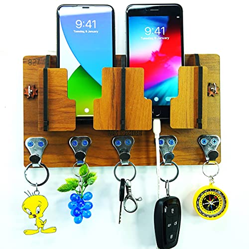 US DZIRE – THE BRAND OF LIFESTYLE ® Antique Wooden Mobile Charging Stand Key Holder for Home, Office (Brown) US DZIRE – THE BRAND OF LIFESTYLE ® Antique Wooden Mobile Charging Stand Key Holder for Home, Office (Brown)