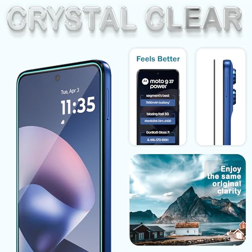 Image of FIRST MART Tempered Glass for Motorola G37 Power & Moto G37, 9H Full-Glue Screen Protector, 3D Edge-to-Edge, HD Clear, Oleophobic, Case-Friendly, Black, Pack of 1