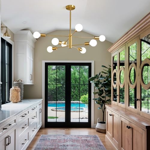 KAISITE Modern Chandelier Sputnik Ceiling Light Fixture 8-Light Gold Chandelier Dining Room Light Over Table Height Adjustable Mid Century Ceiling Hanging Chandelier for Bedroom Kitchen Foyer by KAISITE - Image 3